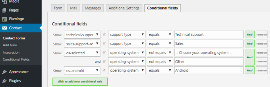 افزونه های Contact form 7 -Conditional-Fields-