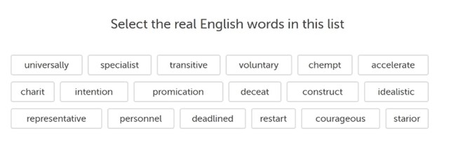 کلمات قبولی در آزمون Duolingo