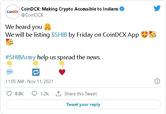 لیست شدن شیبا CoinDCX