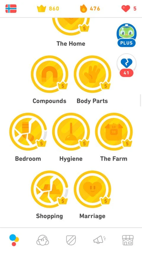 ادامه یادگیری با Duolingo: نقاط ضعف خود را تقویت کنید.