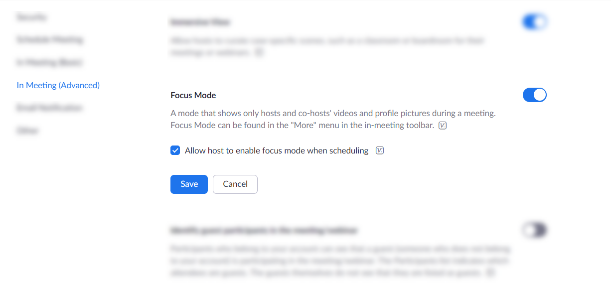Allow host to enable focus mode when scheduling