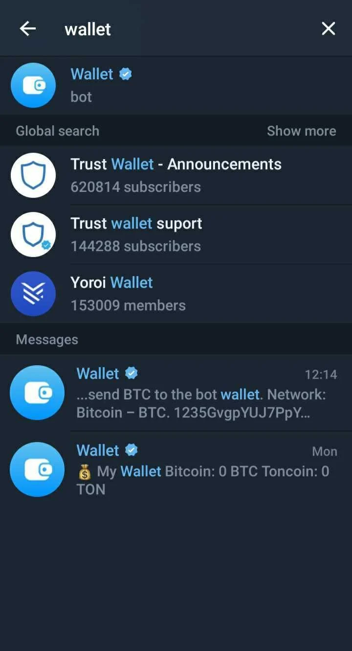 خرید یا واریز کریپتو در تلگرام