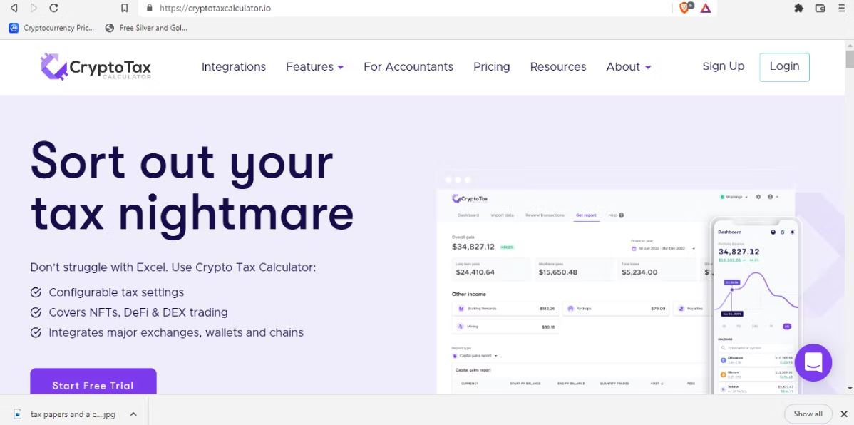 برنامه Cryptotaxcalculator