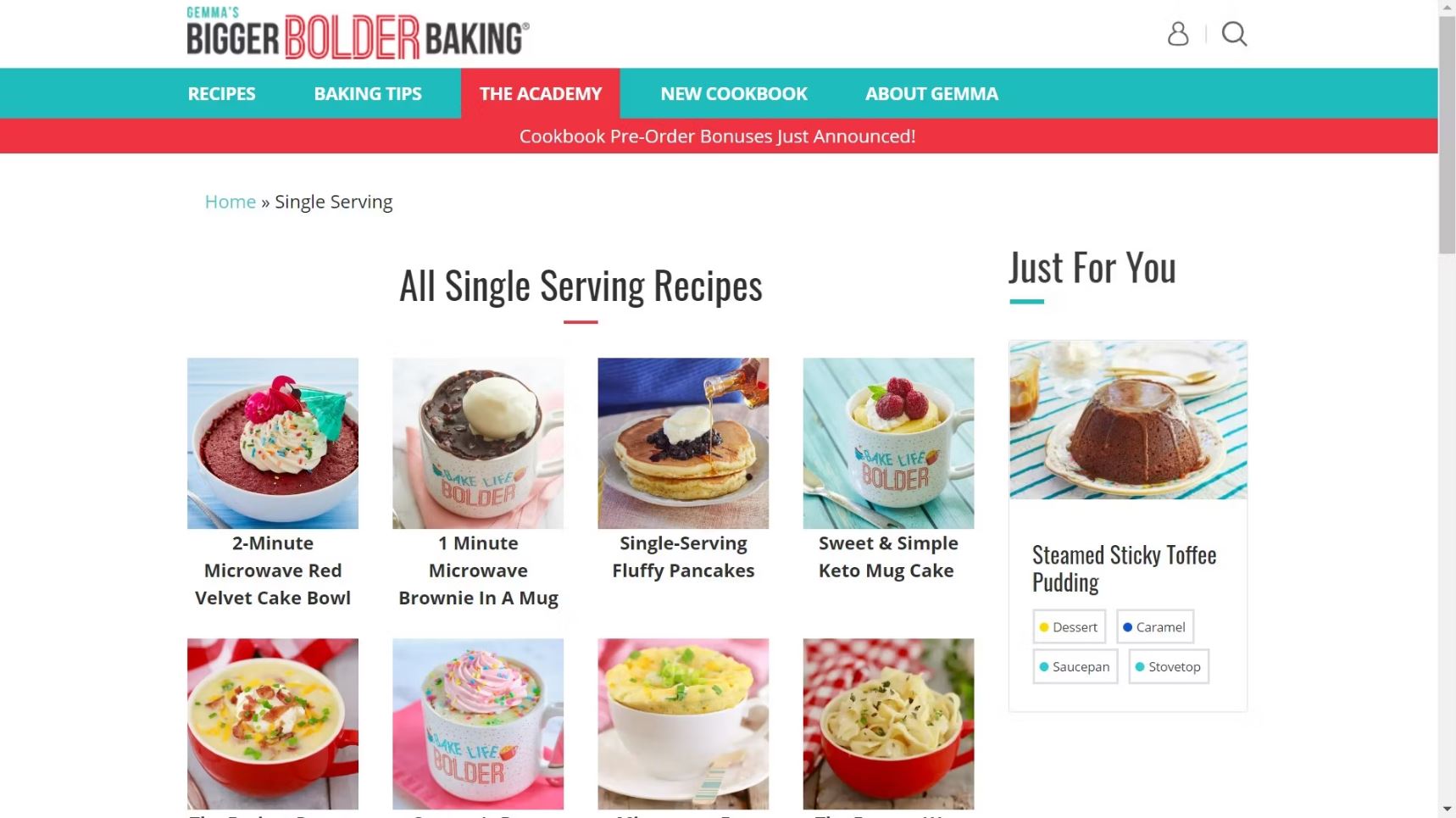 Single Serving Recipes by Bigger Bolder Baking