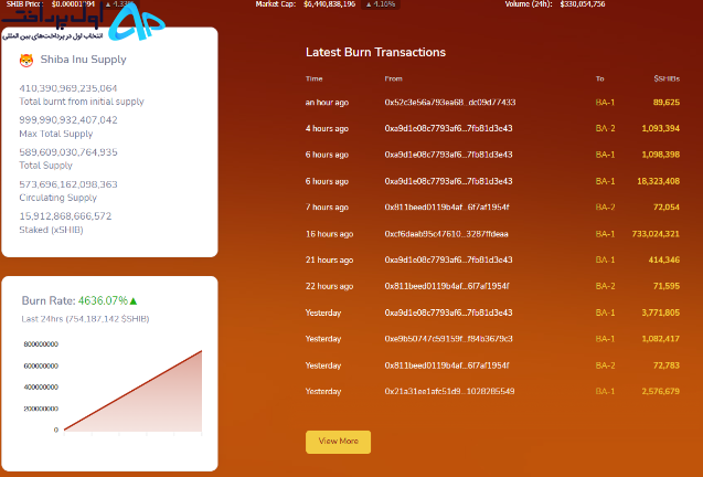 رشد 4600 درصدی توکن سوزی شیبا