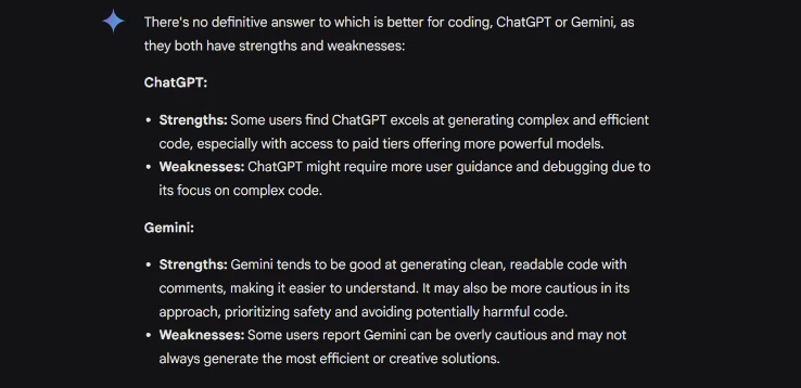 مقایسه ChatGPT و Gemini برای کدنویسی