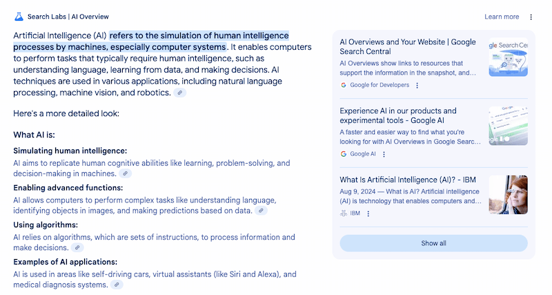 مرورهای هوش مصنوعی در جستجوی گوگل (AI Overviews)