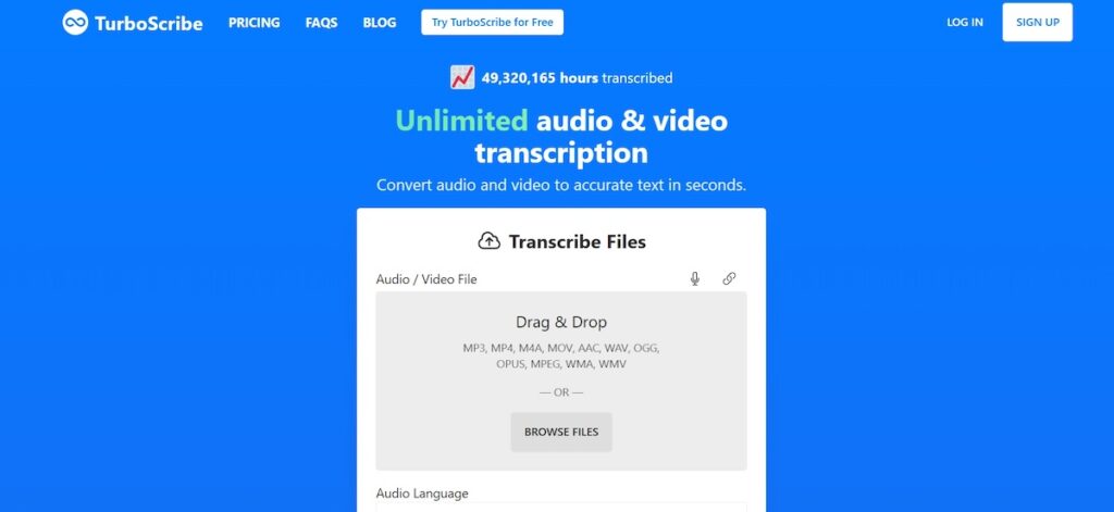 محیط کاربری هوش مصنوعی TurboScribe