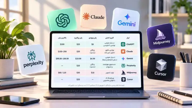 ماهانه برای چند ابزار هوش مصنوعی پول می‌دی؟ مقایسه قیمت و کاربرد ۶ ابزار محبوب